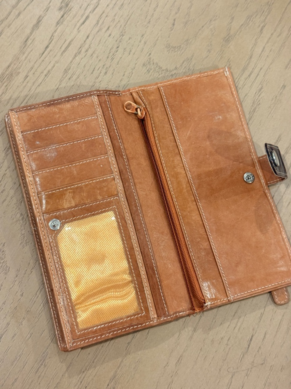 Leather Two-Tone Studded Wallet - Brown/Tan - Picture 5 of 9